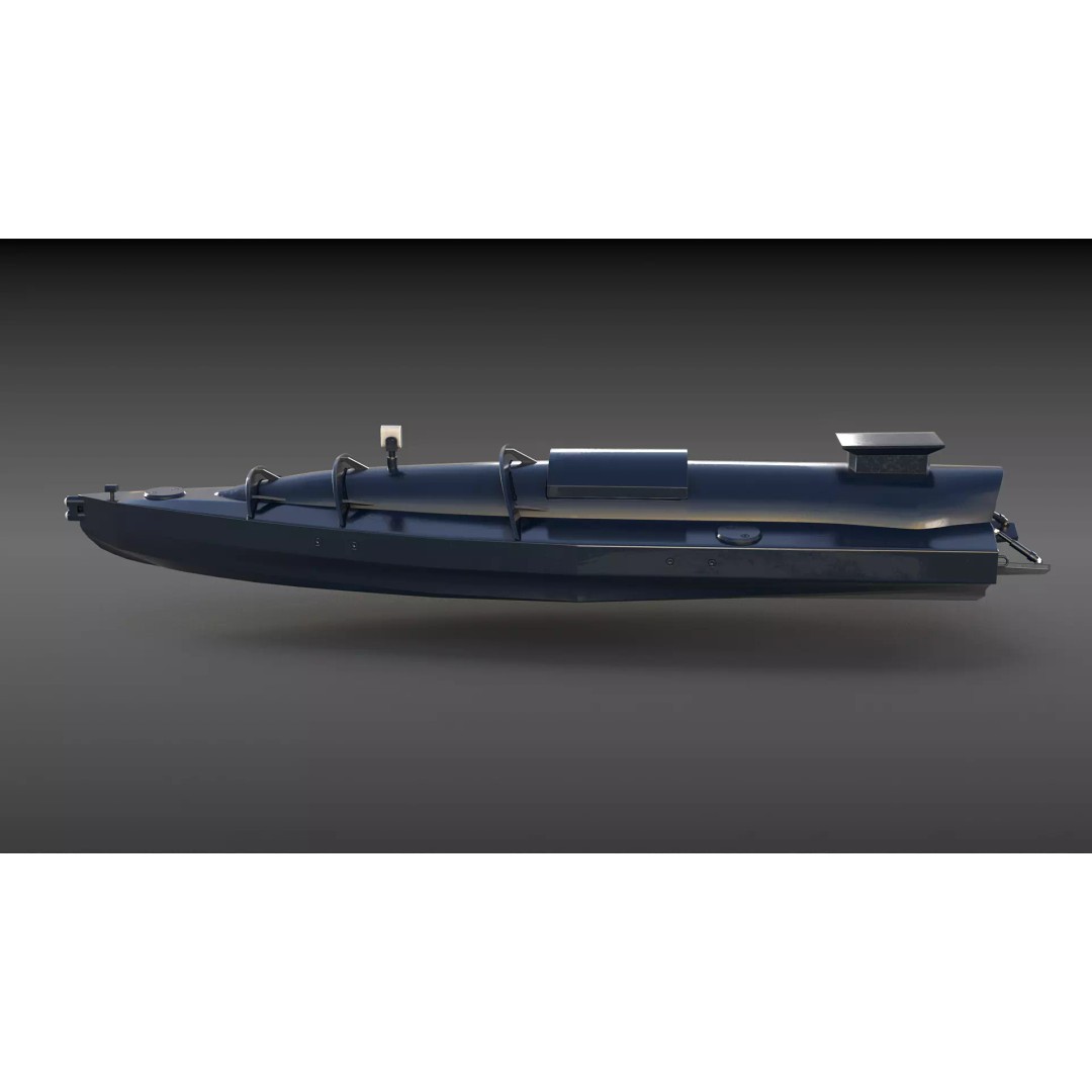 Ukraine USV Drone 3D Model – Low Poly Military Watercraft, FBX - View 3