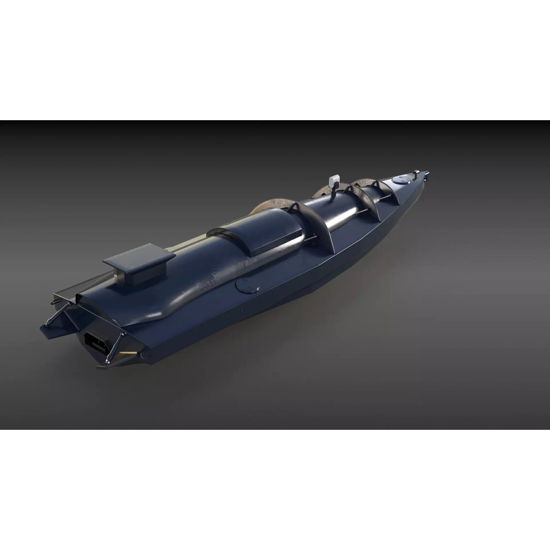 Ukraine USV Drone 3D Model – Low Poly Military Watercraft, FBX - View 7