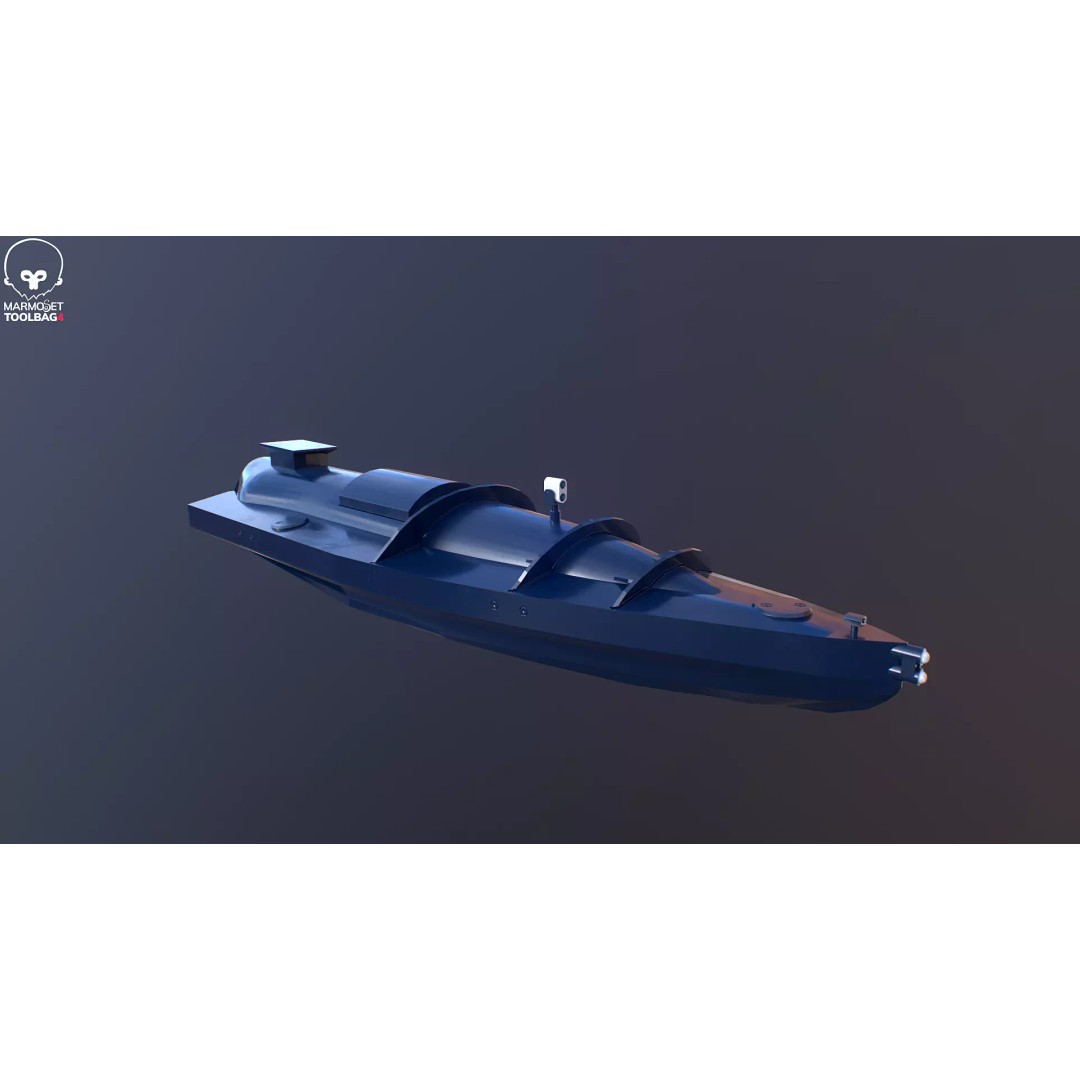 Ukraine USV Drone 3D Model – Low Poly Military Watercraft, FBX - View 9