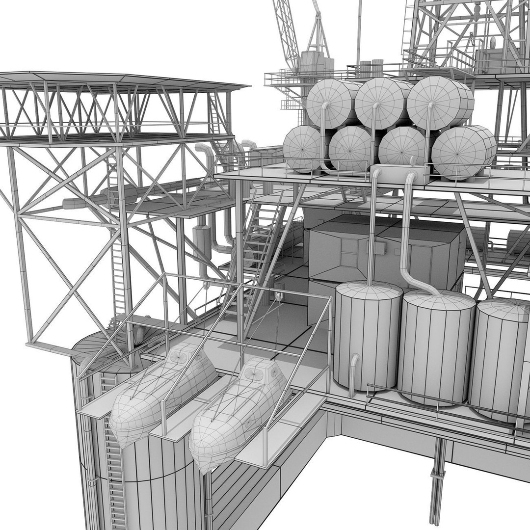Oil Rig Platform 3D Model – Low Poly Game Ready Asset, FBX, OBJ - View 10