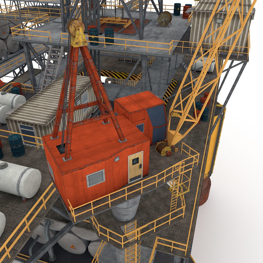 Oil Rig Platform 3D Model – Low Poly Game Ready Asset, FBX, OBJ - View 11