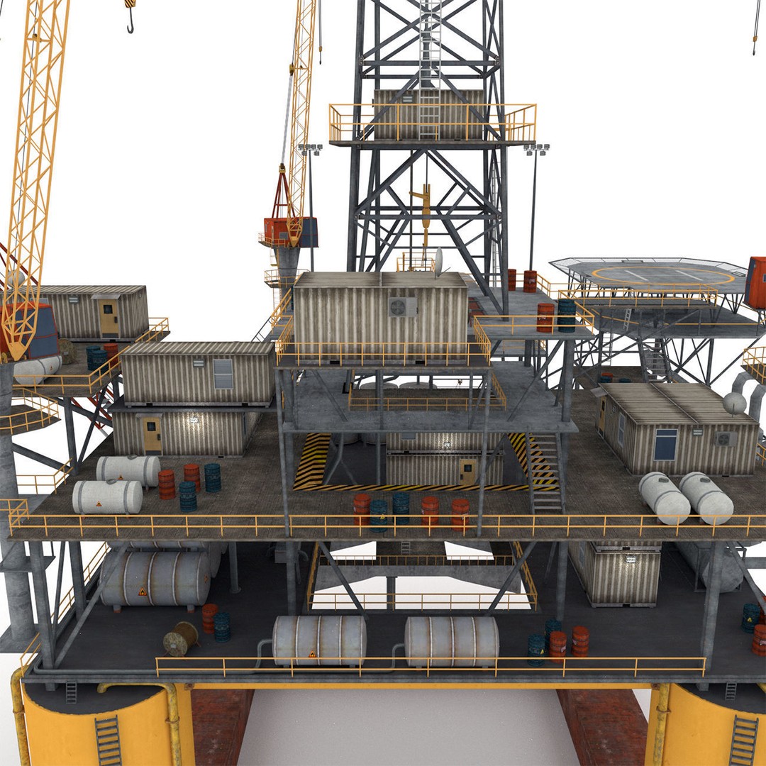 Oil Rig Platform 3D Model – Low Poly Game Ready Asset, FBX, OBJ - View 13