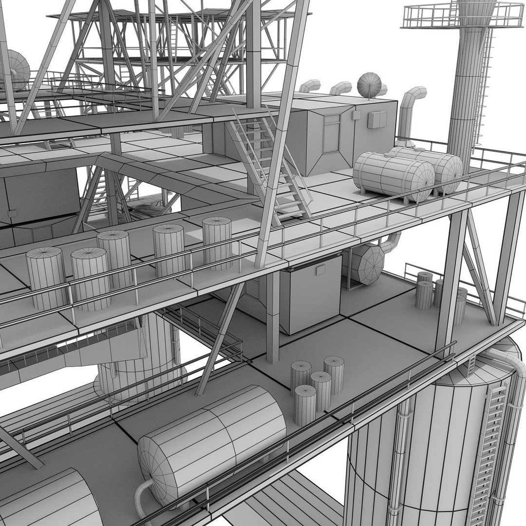 Oil Rig Platform 3D Model – Low Poly Game Ready Asset, FBX, OBJ - View 14