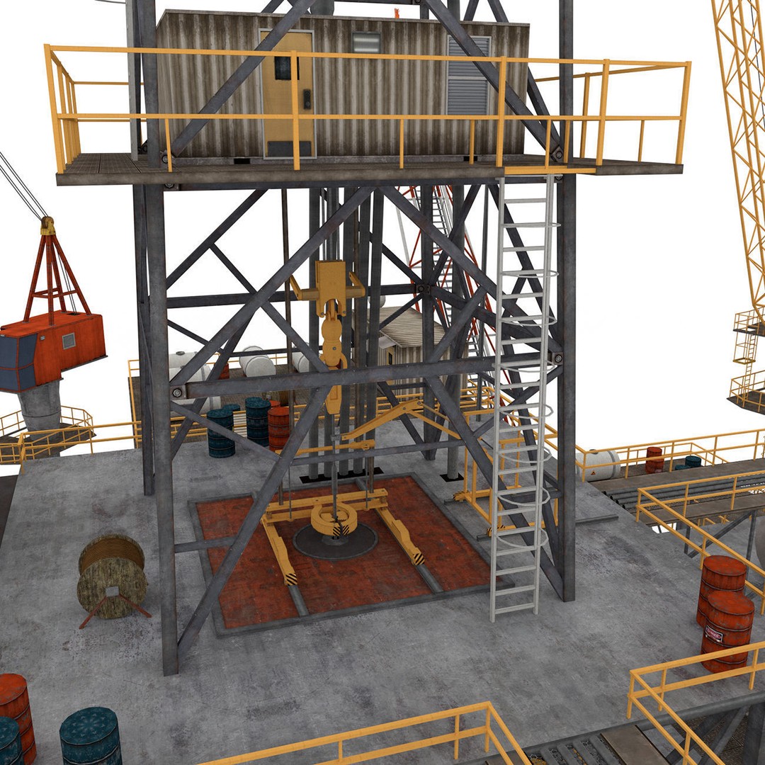 Oil Rig Platform 3D Model – Low Poly Game Ready Asset, FBX, OBJ - View 15