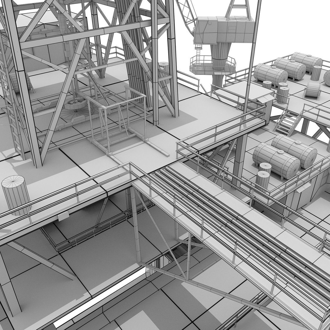 Oil Rig Platform 3D Model – Low Poly Game Ready Asset, FBX, OBJ - View 16