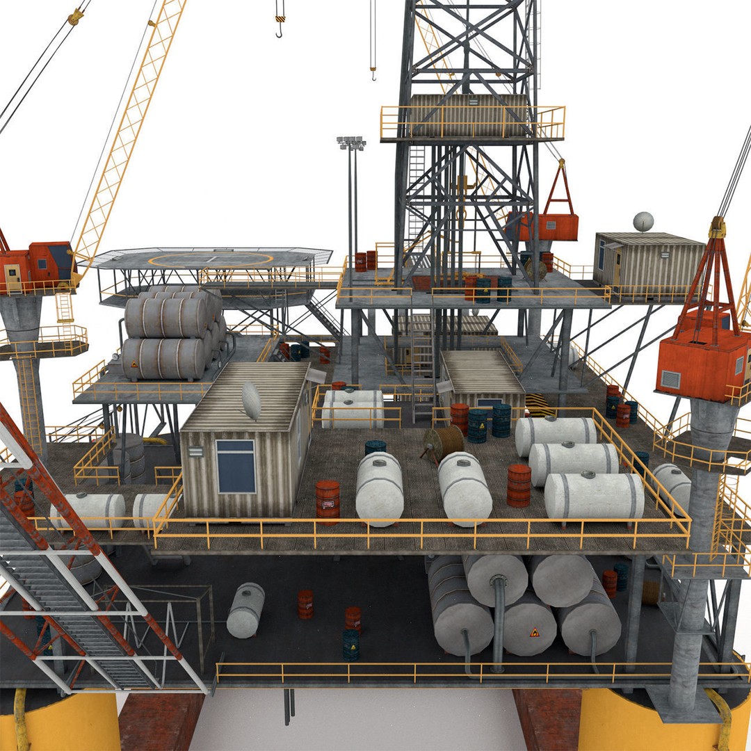 Oil Rig Platform 3D Model – Low Poly Game Ready Asset, FBX, OBJ - View 17