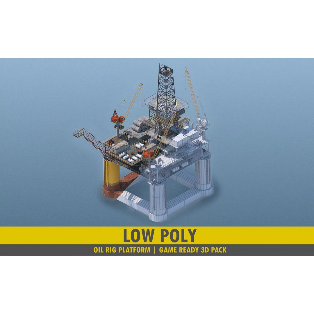 Oil Rig Platform 3D Model – Low Poly Game Ready Asset, FBX, OBJ - View 2