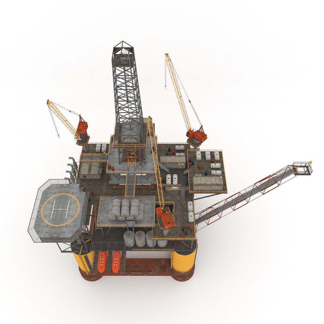 Oil Rig Platform 3D Model – Low Poly Game Ready Asset, FBX, OBJ - View 20