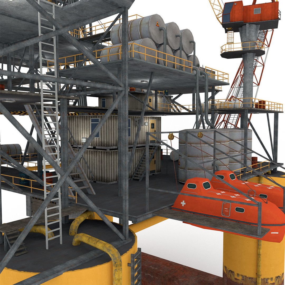 Oil Rig Platform 3D Model – Low Poly Game Ready Asset, FBX, OBJ - View 23