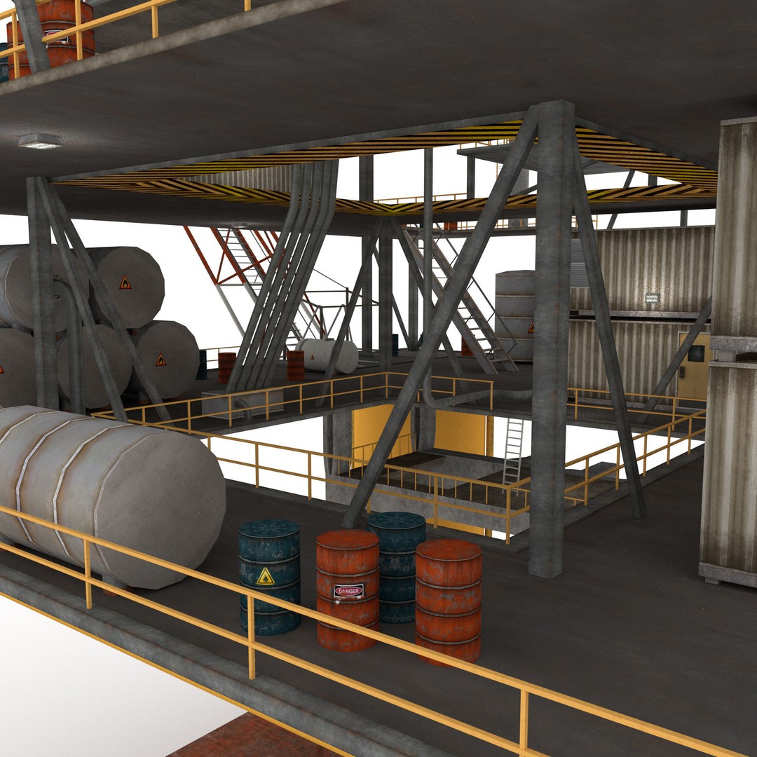 Oil Rig Platform 3D Model – Low Poly Game Ready Asset, FBX, OBJ - View 24