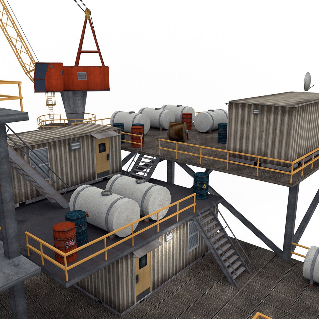 Oil Rig Platform 3D Model – Low Poly Game Ready Asset, FBX, OBJ - View 25