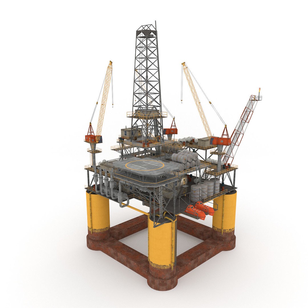 Oil Rig Platform 3D Model – Low Poly Game Ready Asset, FBX, OBJ - View 3