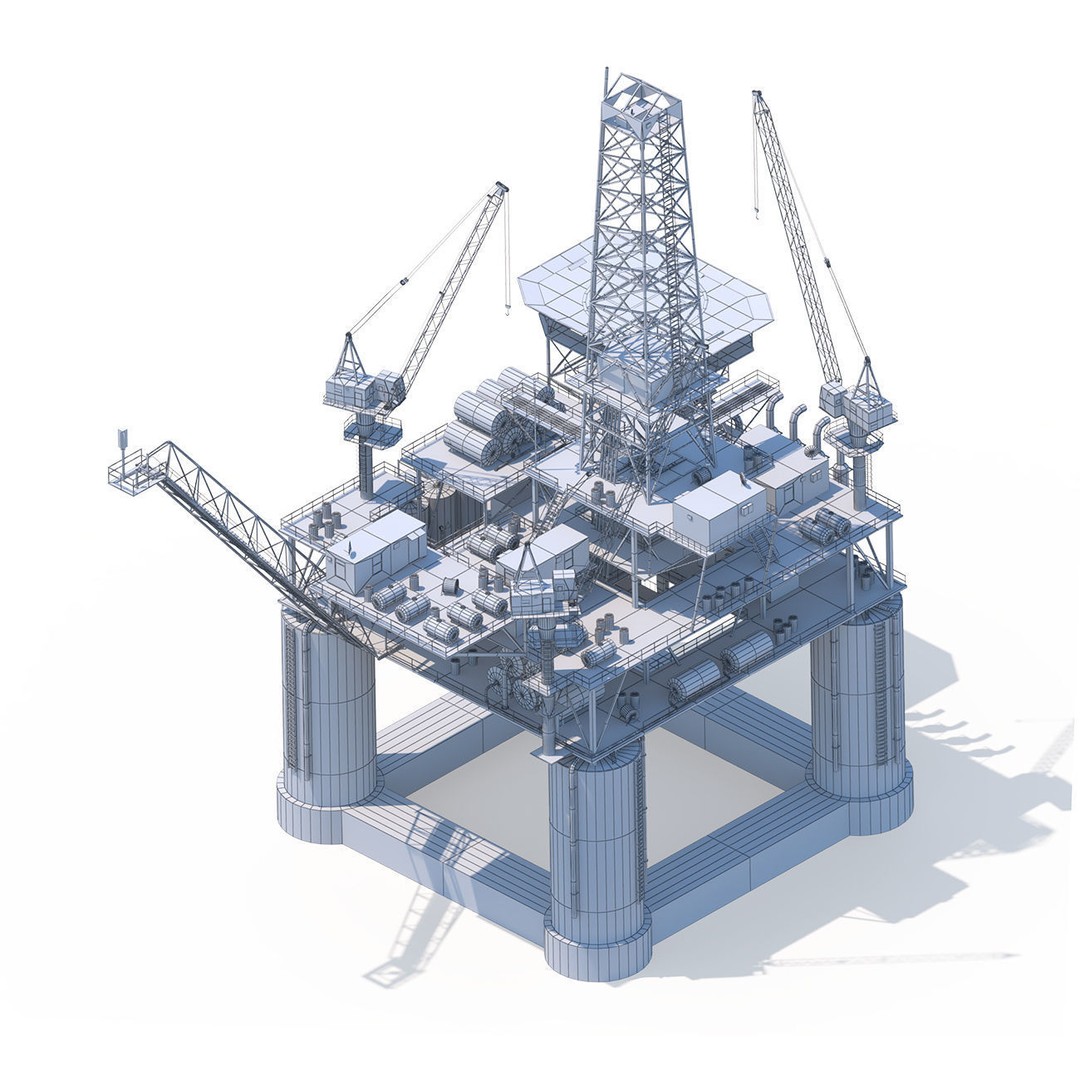 Oil Rig Platform 3D Model – Low Poly Game Ready Asset, FBX, OBJ - View 4