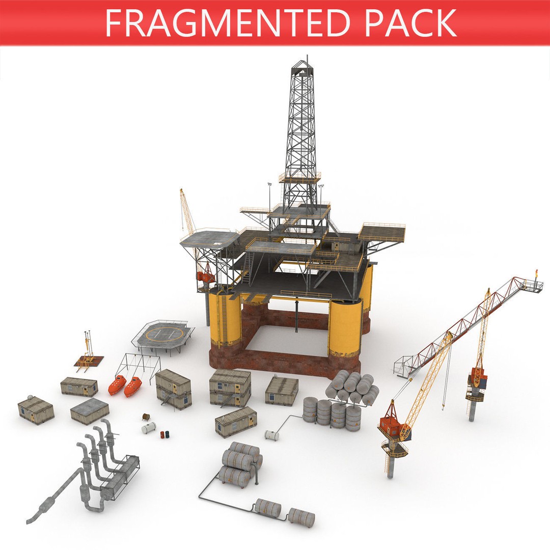 Oil Rig Platform 3D Model – Low Poly Game Ready Asset, FBX, OBJ - View 5