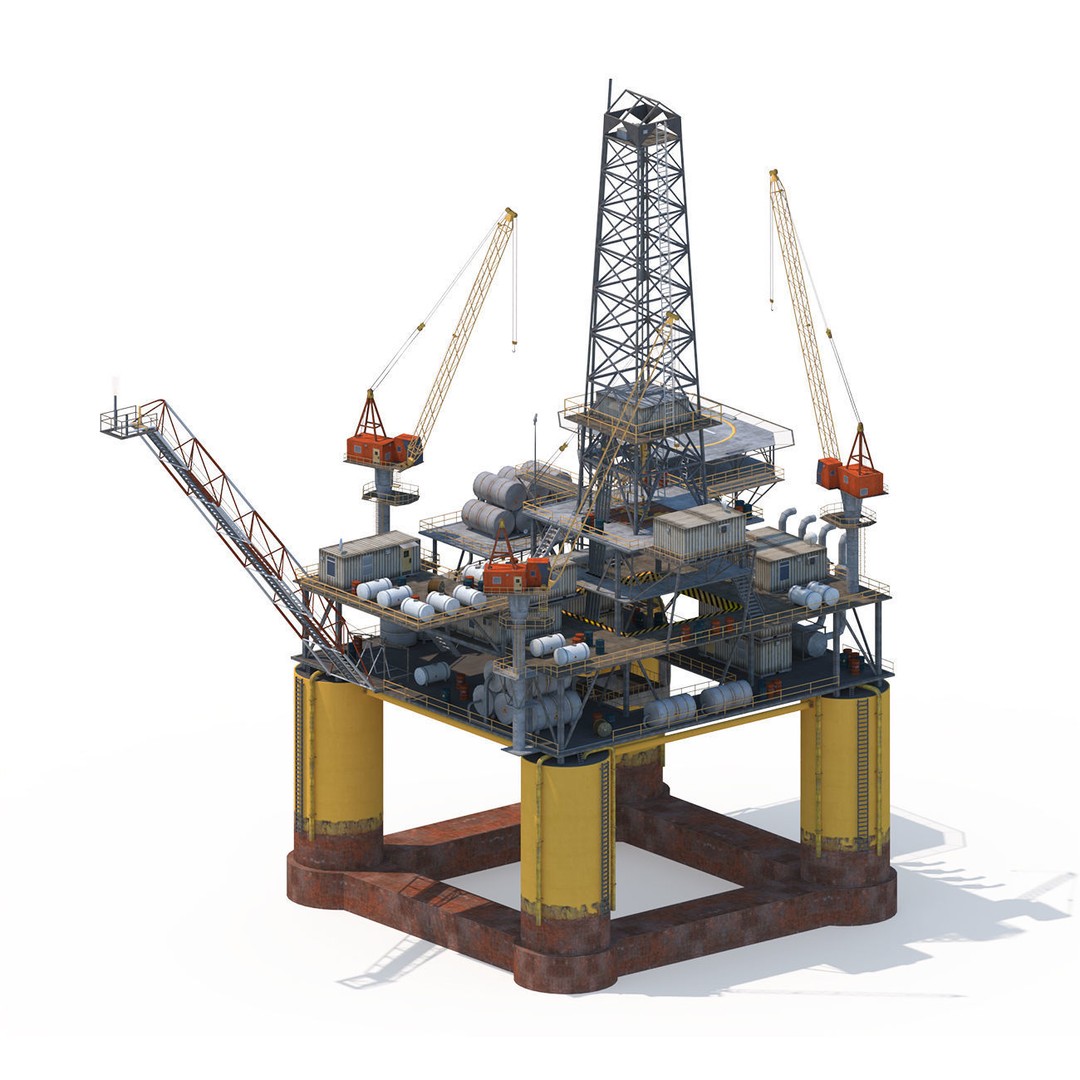 Oil Rig Platform 3D Model – Low Poly Game Ready Asset, FBX, OBJ - View 7