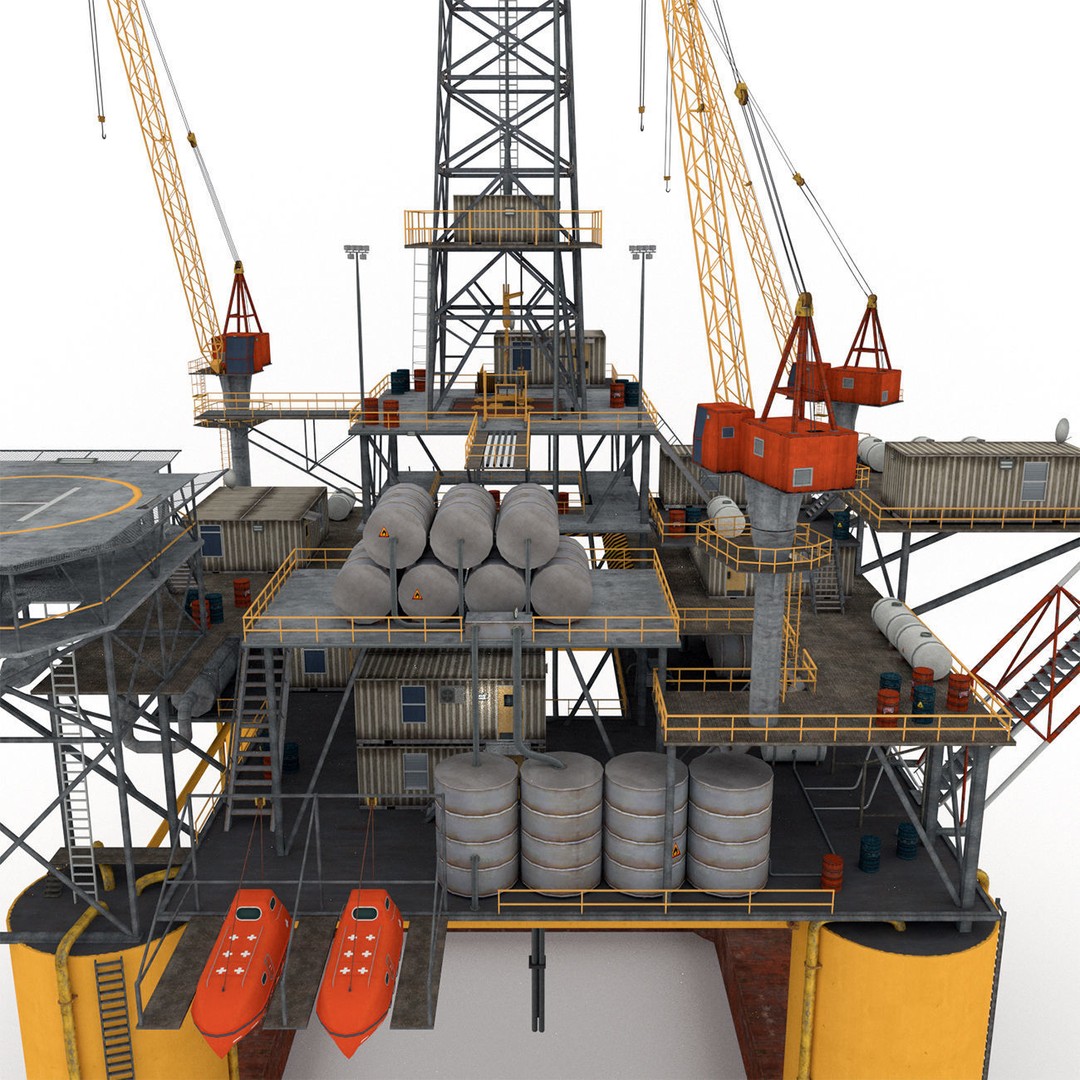 Oil Rig Platform 3D Model – Low Poly Game Ready Asset, FBX, OBJ - View 9