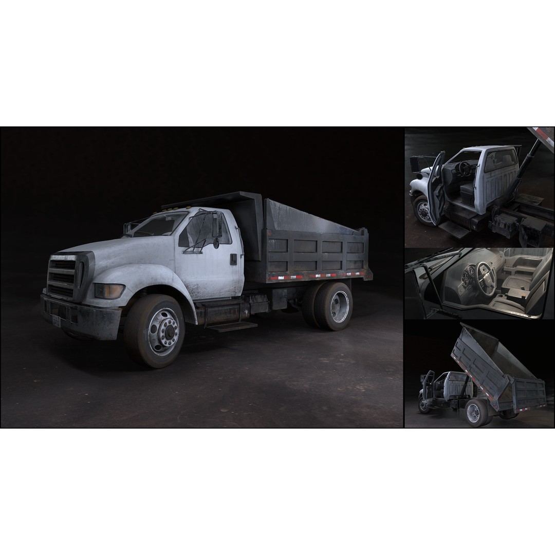 Dump Truck 3D Model – Low Poly Game Ready Asset, PBR Textures - View 3