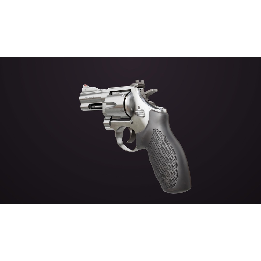 Small Revolver 3D Model – Low Poly PBR Game Asset, FBX - View 11
