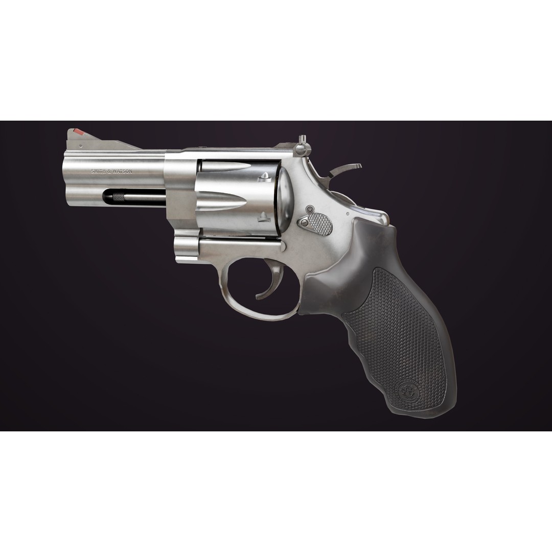 Small Revolver 3D Model – Low Poly PBR Game Asset, FBX - View 12