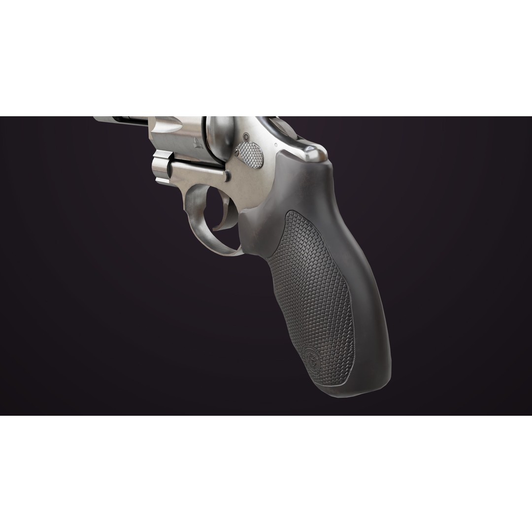 Small Revolver 3D Model – Low Poly PBR Game Asset, FBX - View 14