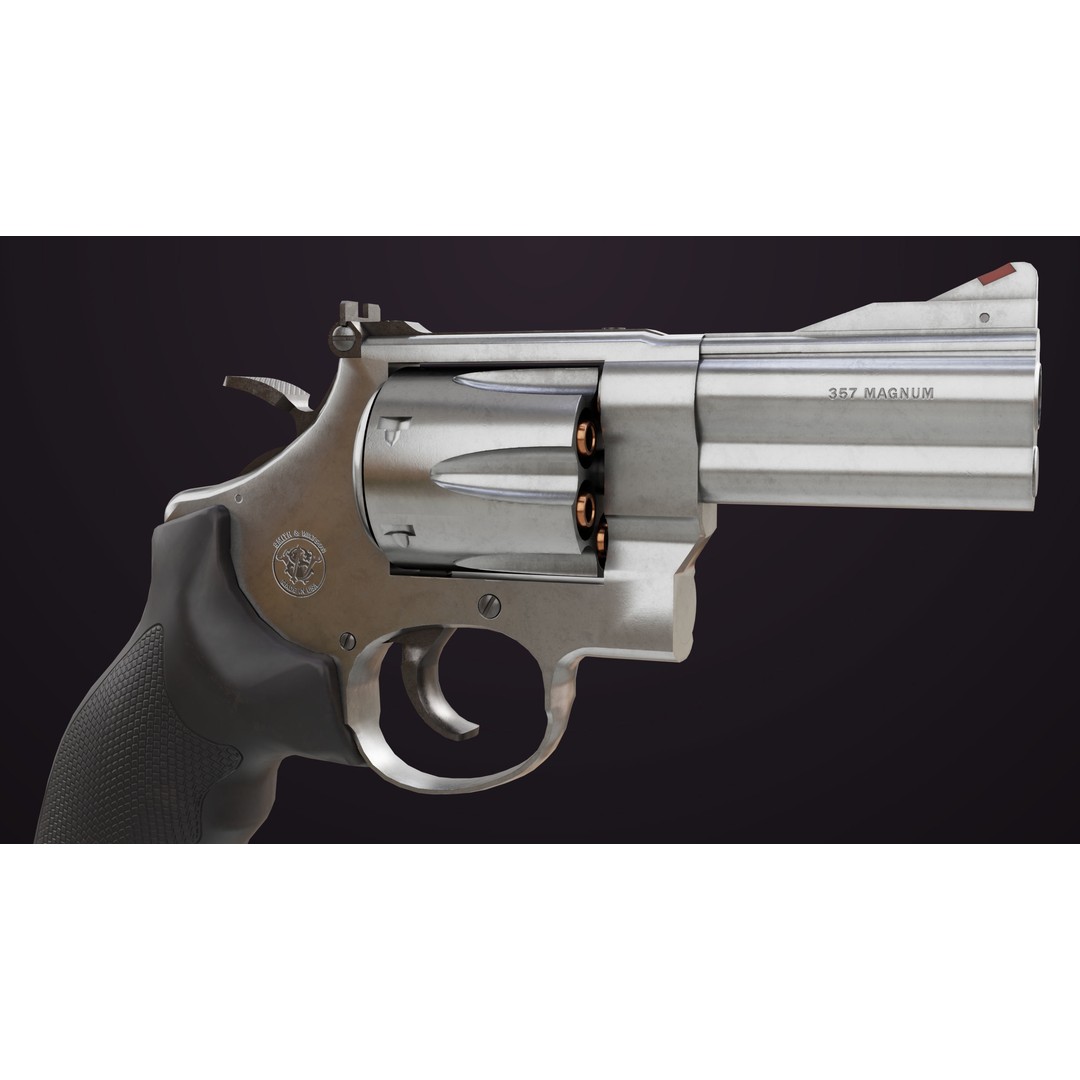 Small Revolver 3D Model – Low Poly PBR Game Asset, FBX - View 16