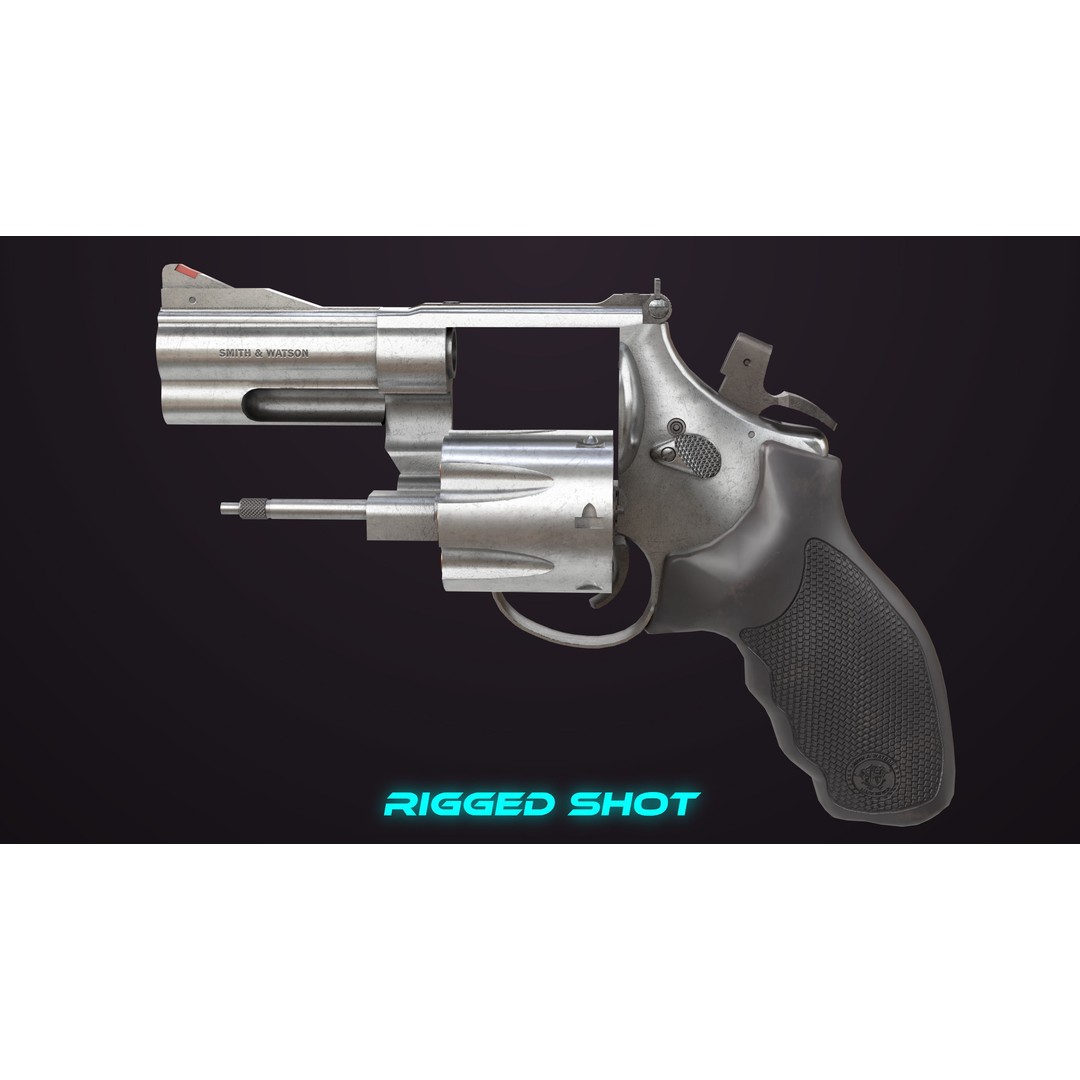 Small Revolver 3D Model – Low Poly PBR Game Asset, FBX - View 18