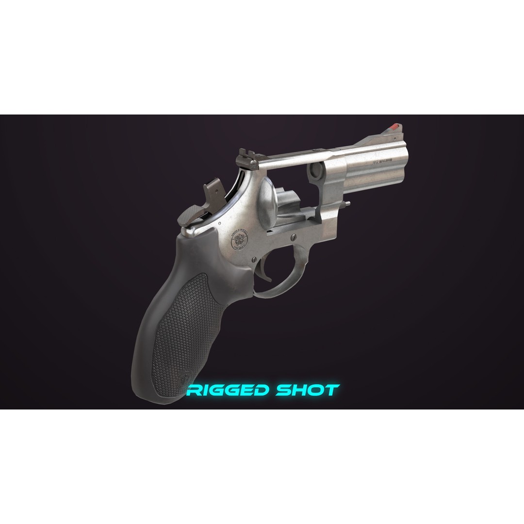 Small Revolver 3D Model – Low Poly PBR Game Asset, FBX - View 19