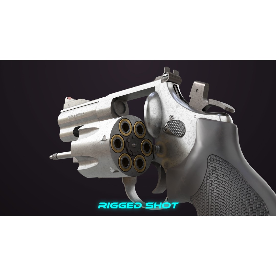 Small Revolver 3D Model – Low Poly PBR Game Asset, FBX - View 21