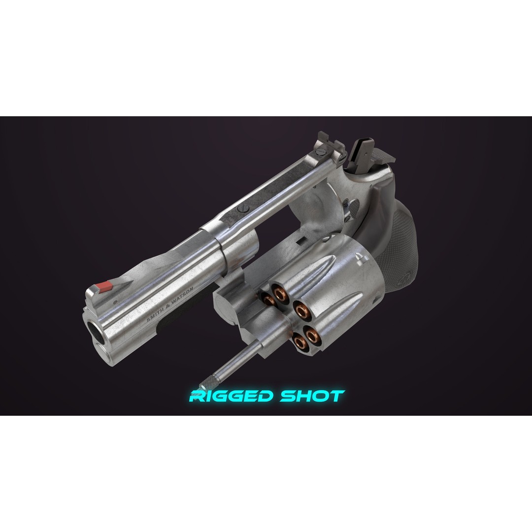 Small Revolver 3D Model – Low Poly PBR Game Asset, FBX - View 22