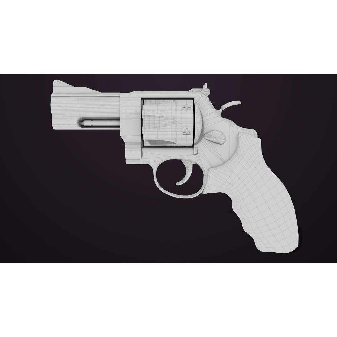 Small Revolver 3D Model – Low Poly PBR Game Asset, FBX - View 23
