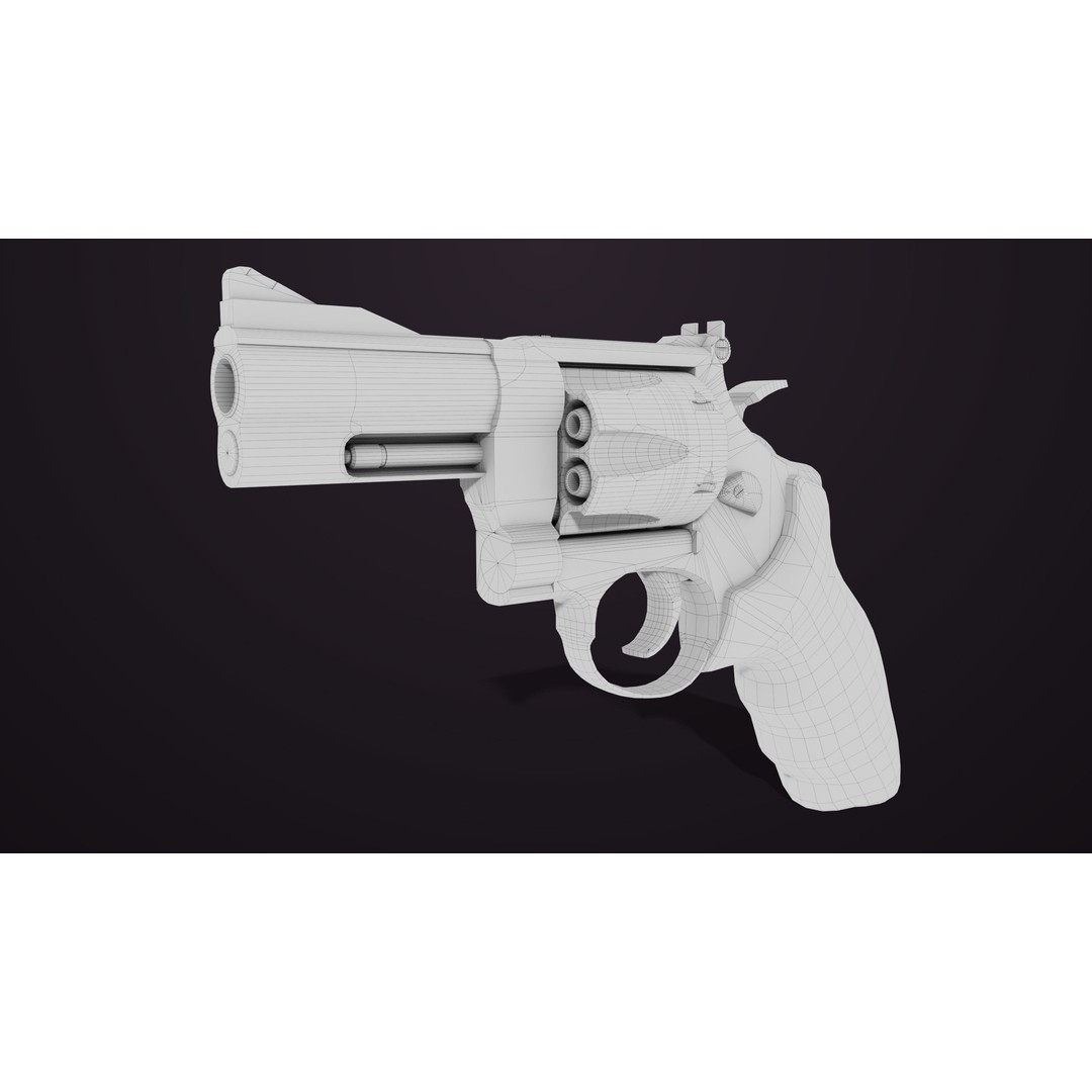 Small Revolver 3D Model – Low Poly PBR Game Asset, FBX - View 24