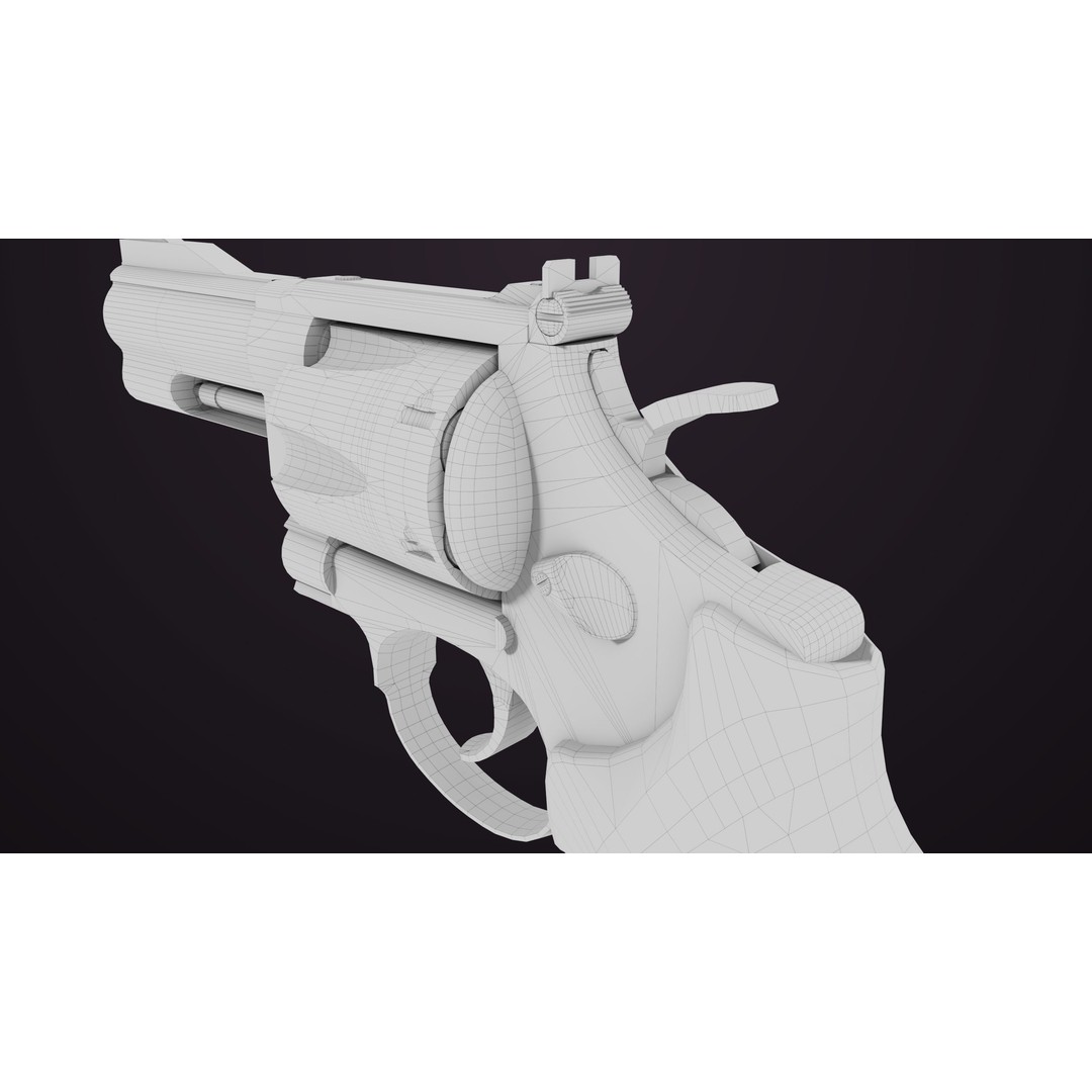 Small Revolver 3D Model – Low Poly PBR Game Asset, FBX - View 33