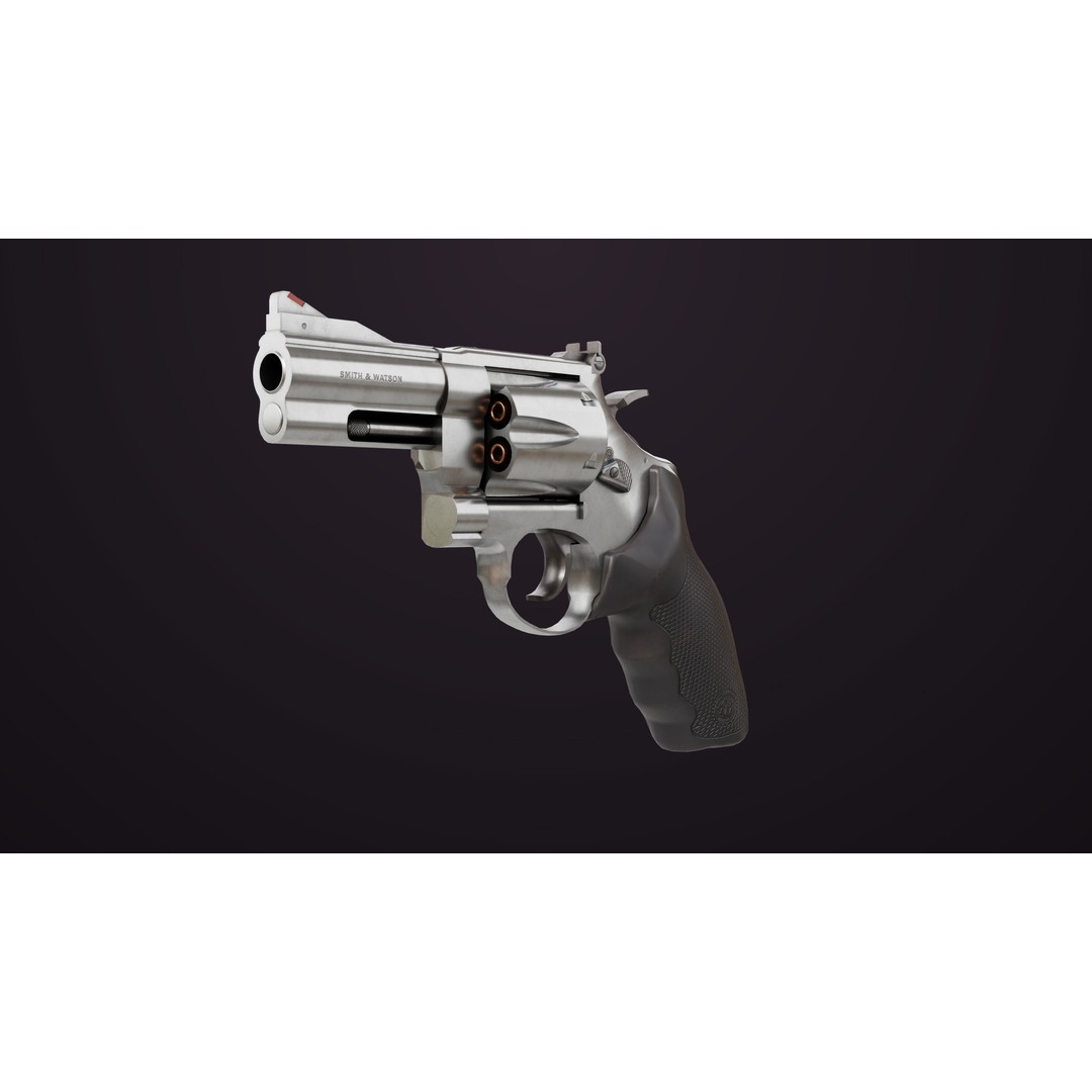Small Revolver 3D Model – Low Poly PBR Game Asset, FBX - View 4