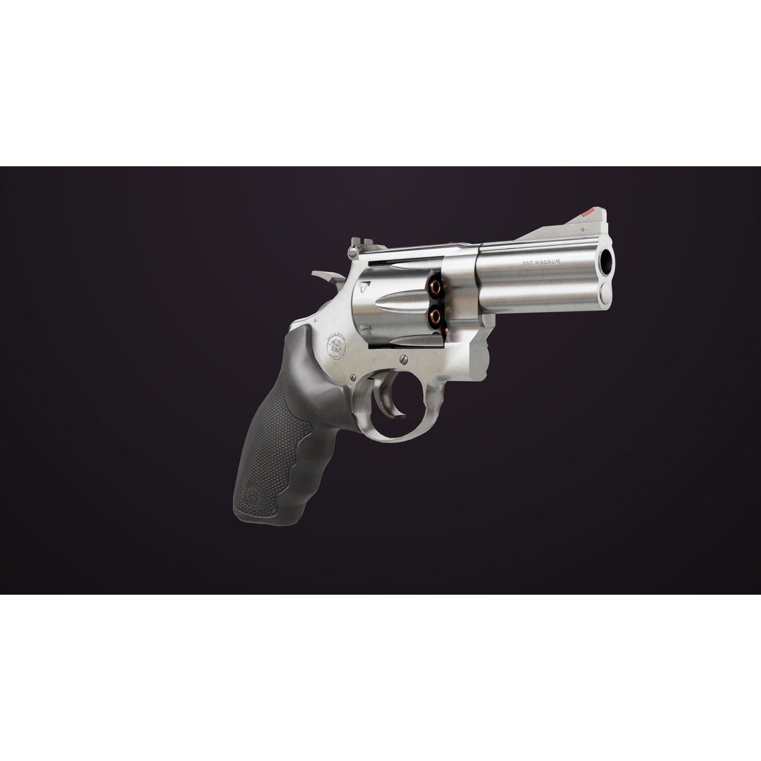 Small Revolver 3D Model – Low Poly PBR Game Asset, FBX - View 5