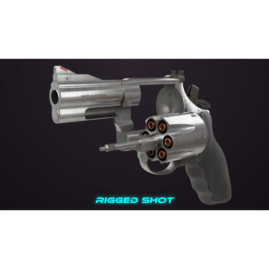 Small Revolver 3D Model – Low Poly PBR Game Asset, FBX - View 6