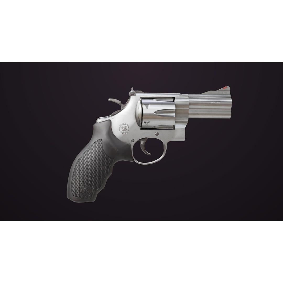 Small Revolver 3D Model – Low Poly PBR Game Asset, FBX - View 8