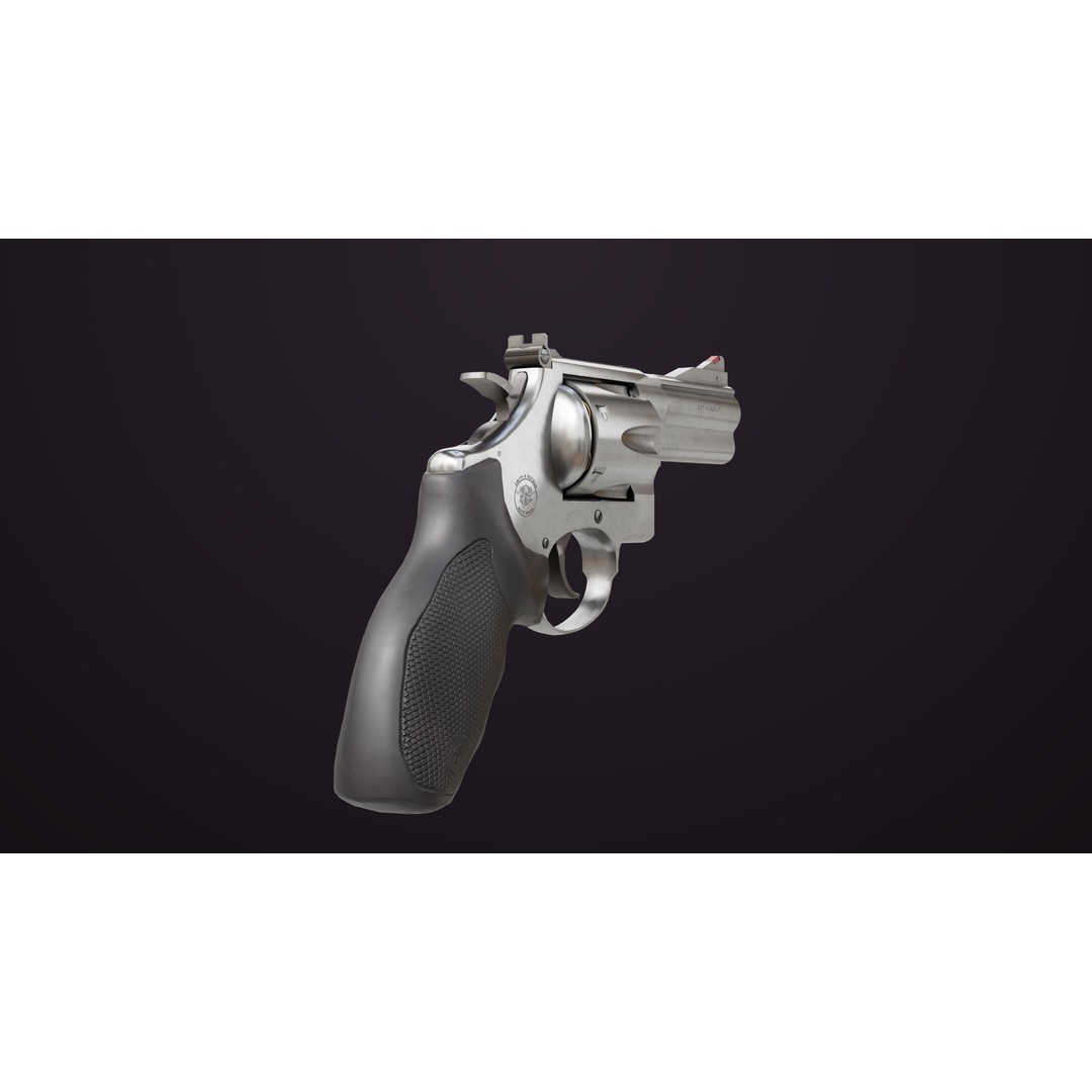 Small Revolver 3D Model – Low Poly PBR Game Asset, FBX - View 9