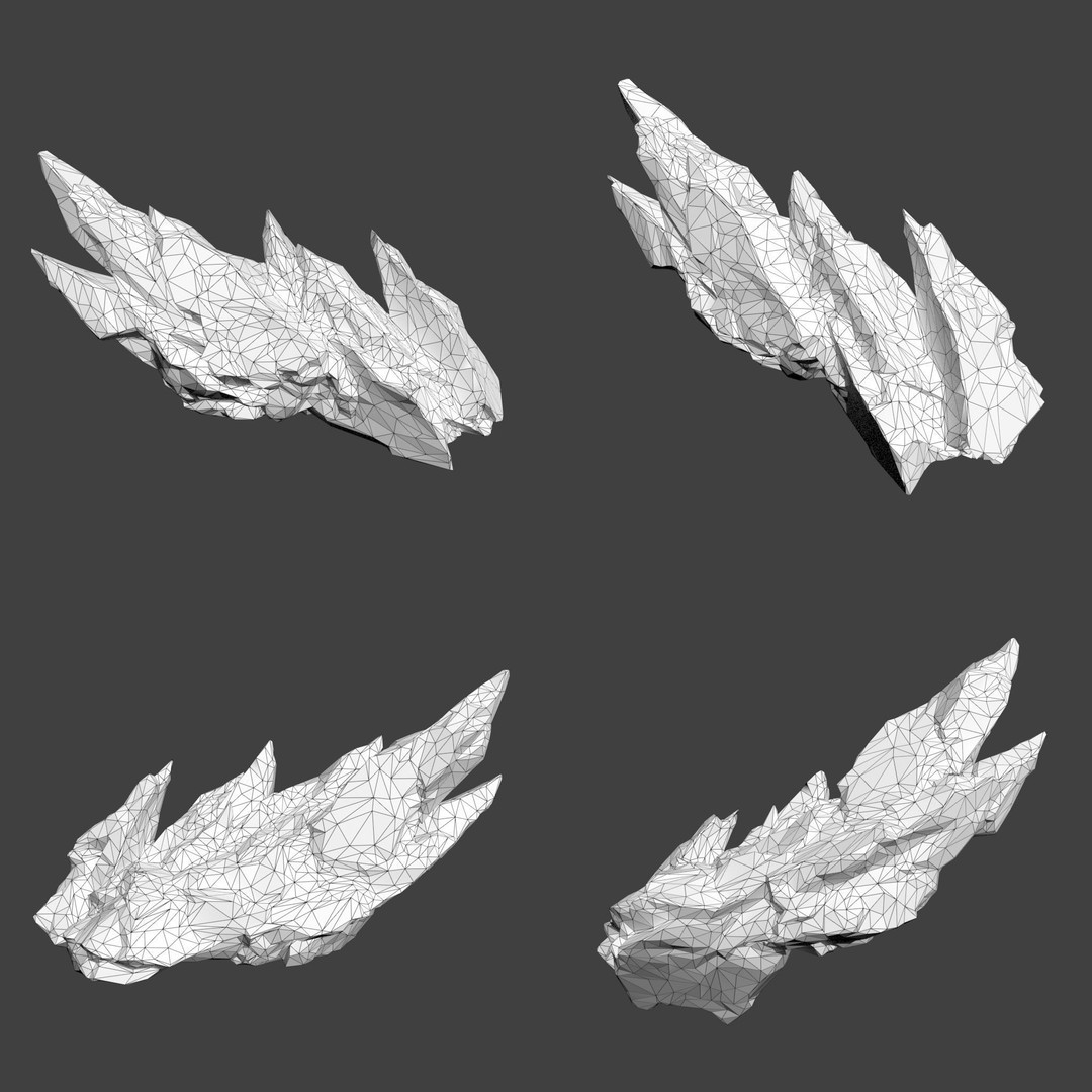 Sci-Fi Yellow Sharp Rock 3D Model – Low Poly Game Asset, FBX & OBJ