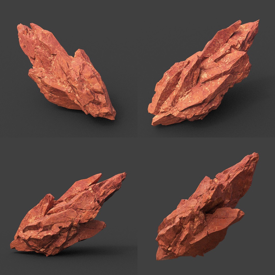 Sci-Fi Yellow Sharp Rock 3D Model – Low Poly Game Asset, FBX & OBJ - View 10