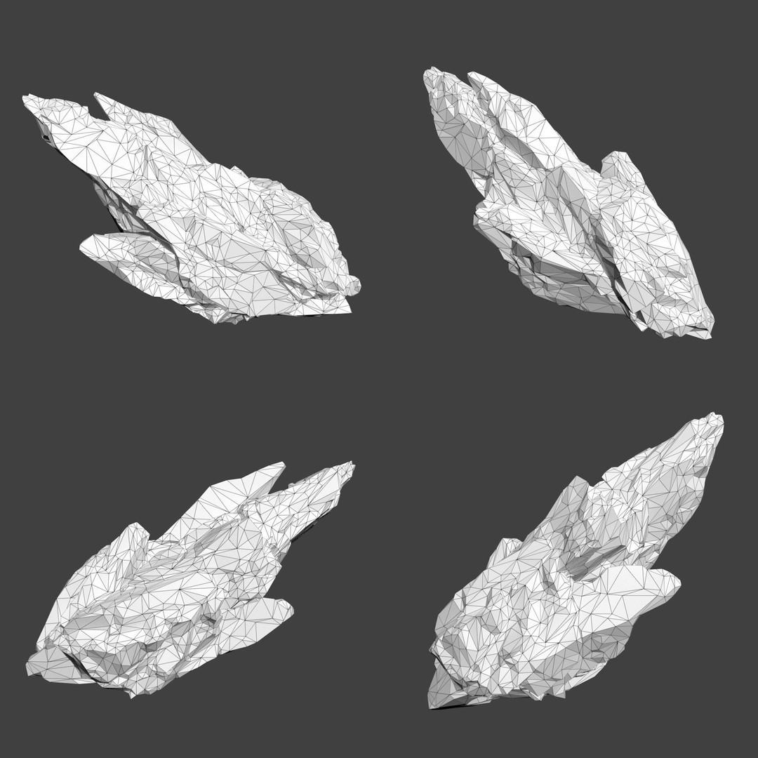 Sci-Fi Yellow Sharp Rock 3D Model – Low Poly Game Asset, FBX & OBJ - View 11