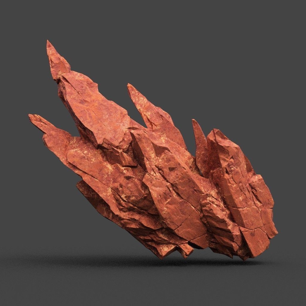 Sci-Fi Yellow Sharp Rock 3D Model – Low Poly Game Asset, FBX & OBJ - View 12
