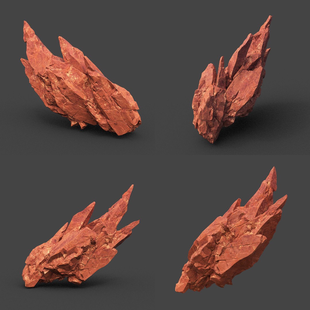 Sci-Fi Yellow Sharp Rock 3D Model – Low Poly Game Asset, FBX & OBJ - View 13