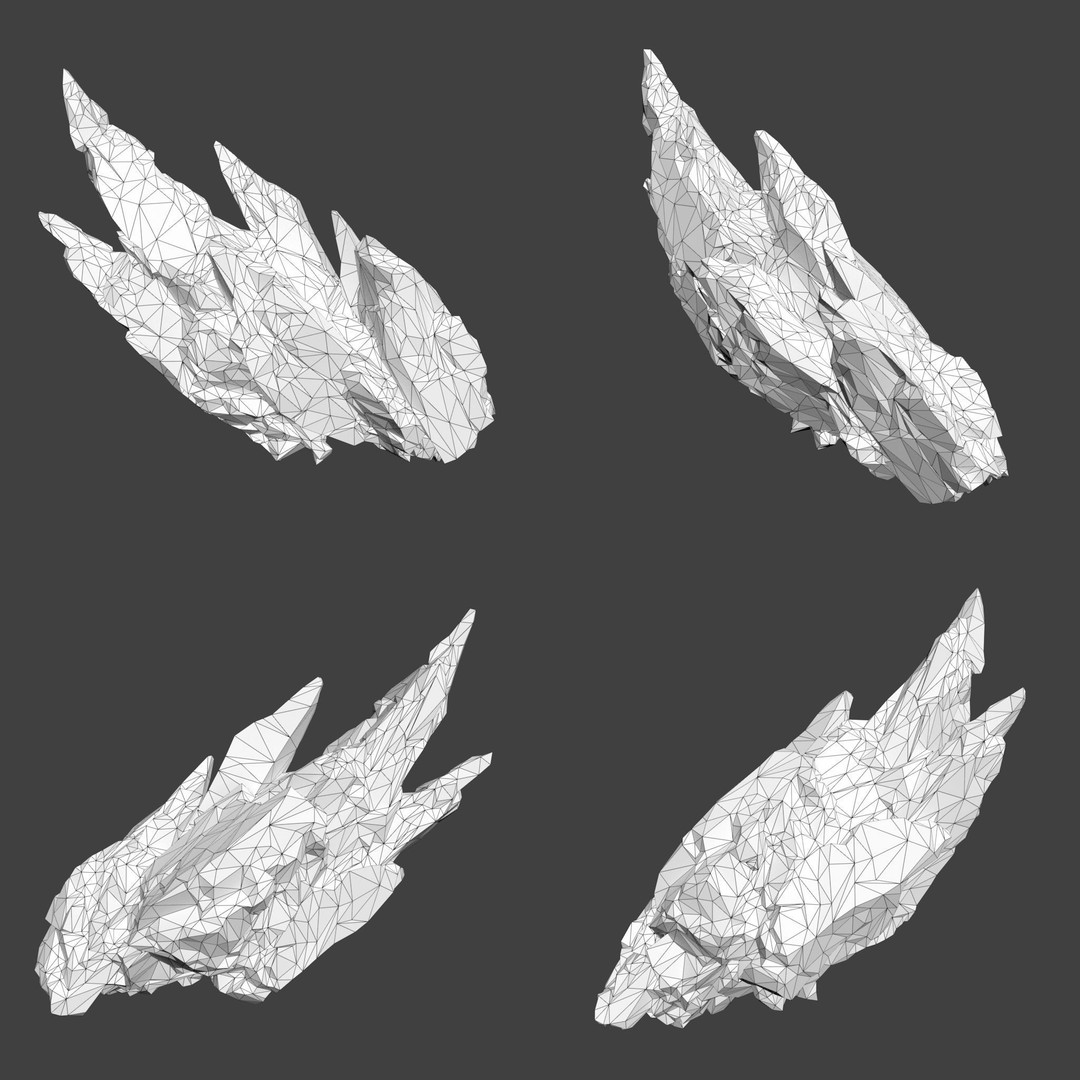 Sci-Fi Yellow Sharp Rock 3D Model – Low Poly Game Asset, FBX & OBJ - View 14