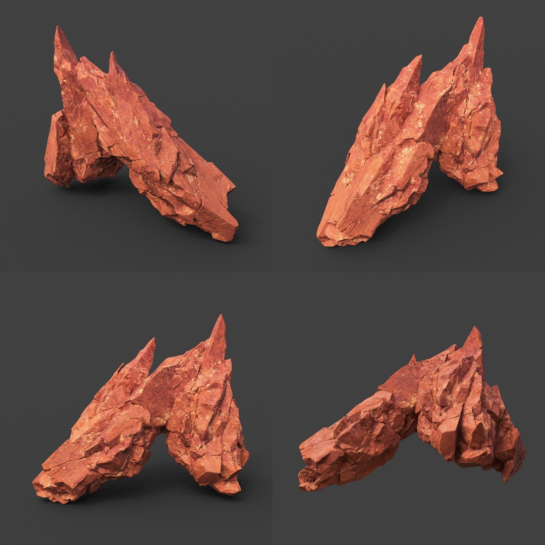 Sci-Fi Yellow Sharp Rock 3D Model – Low Poly Game Asset, FBX & OBJ - View 16