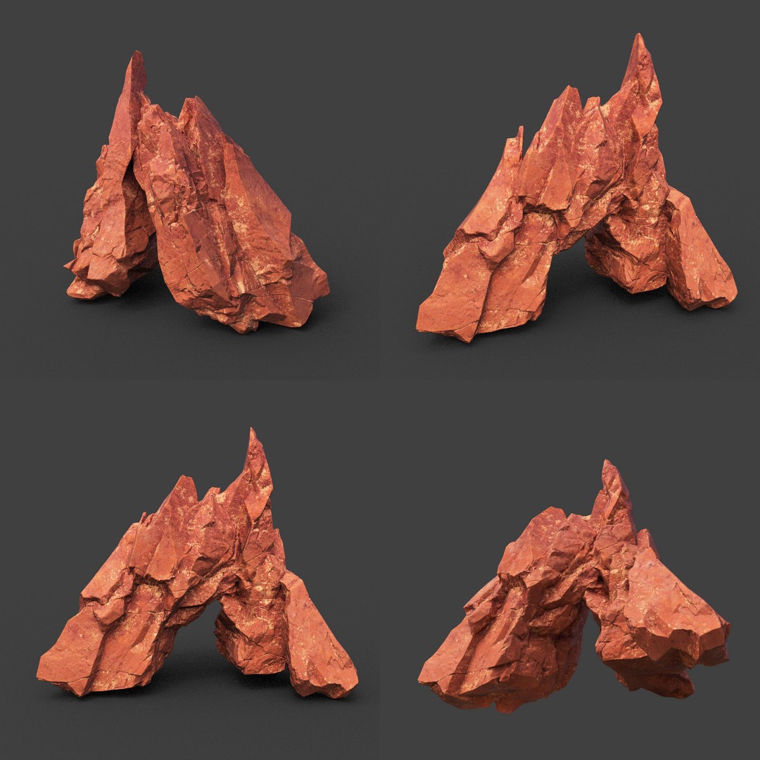 Sci-Fi Yellow Sharp Rock 3D Model – Low Poly Game Asset, FBX & OBJ - View 19