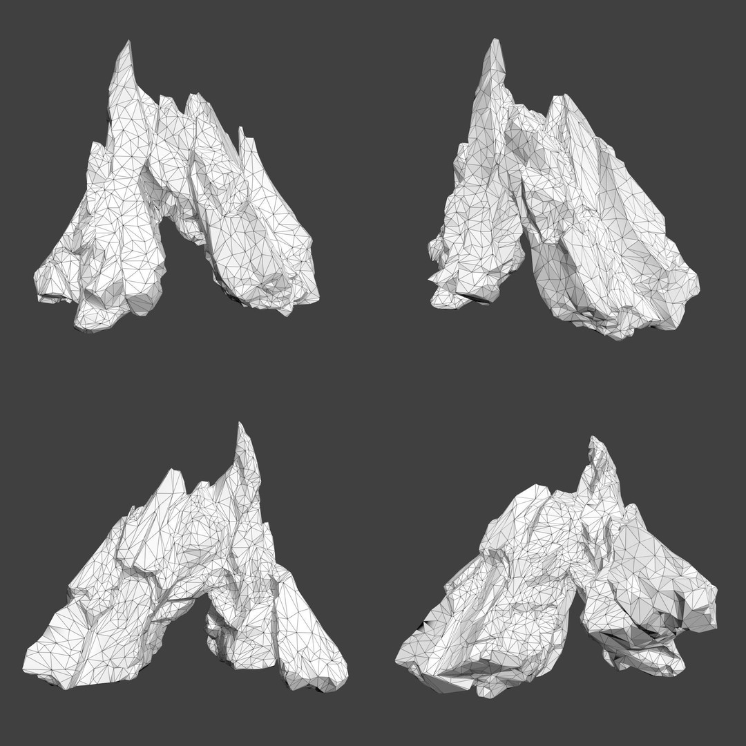 Sci-Fi Yellow Sharp Rock 3D Model – Low Poly Game Asset, FBX & OBJ - View 20