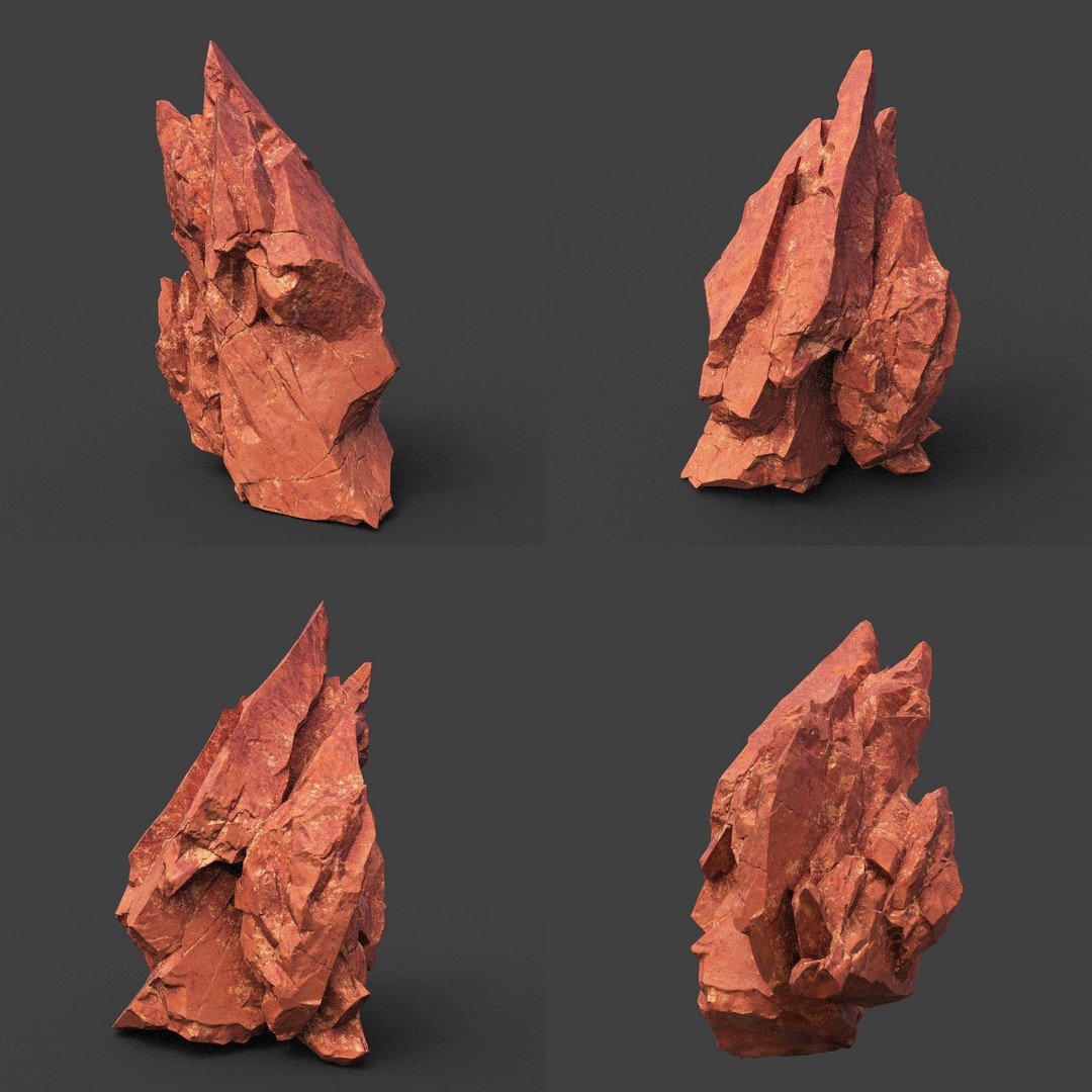 Sci-Fi Yellow Sharp Rock 3D Model – Low Poly Game Asset, FBX & OBJ - View 22