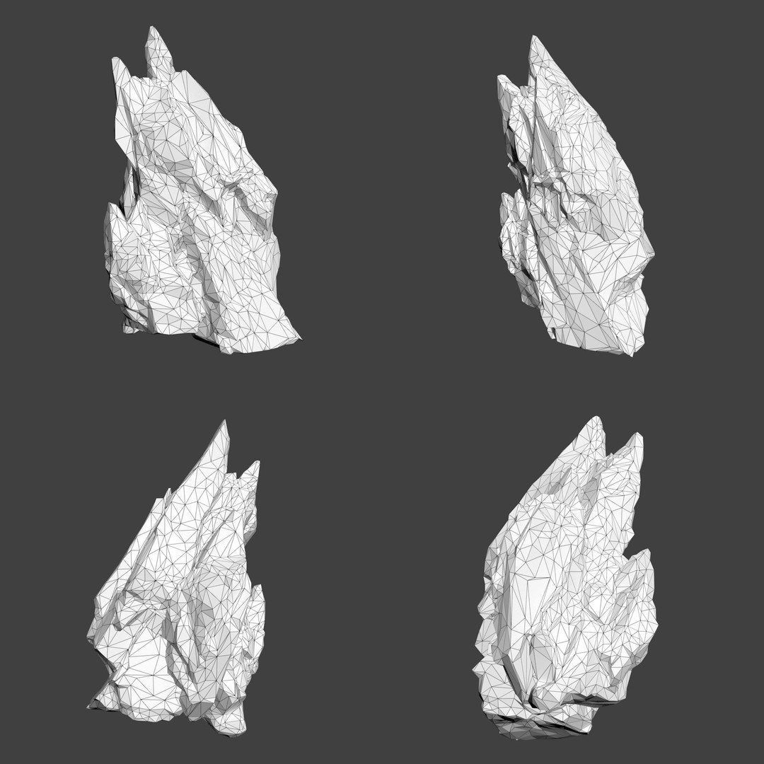 Sci-Fi Yellow Sharp Rock 3D Model – Low Poly Game Asset, FBX & OBJ - View 23