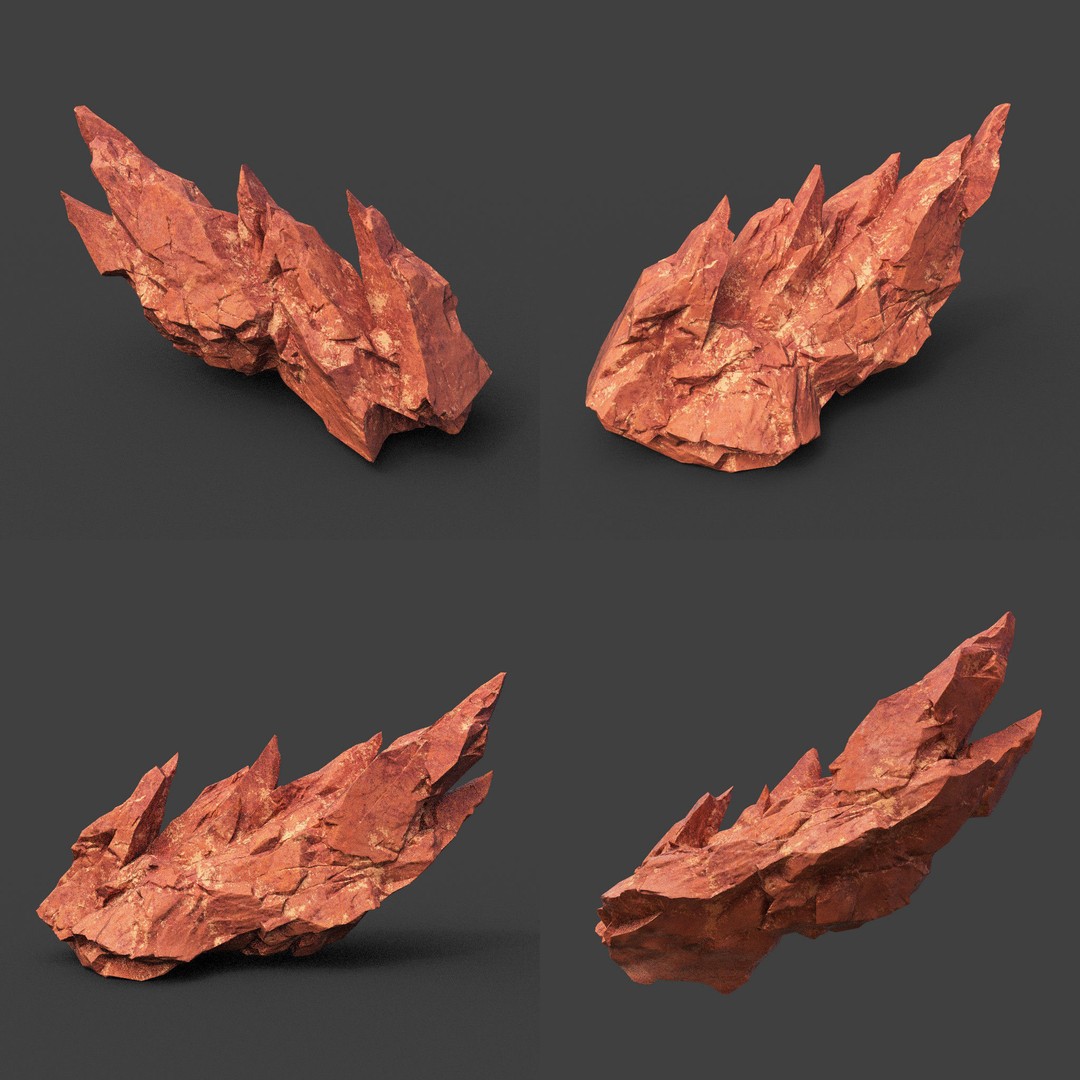 Sci-Fi Yellow Sharp Rock 3D Model – Low Poly Game Asset, FBX & OBJ - View 25
