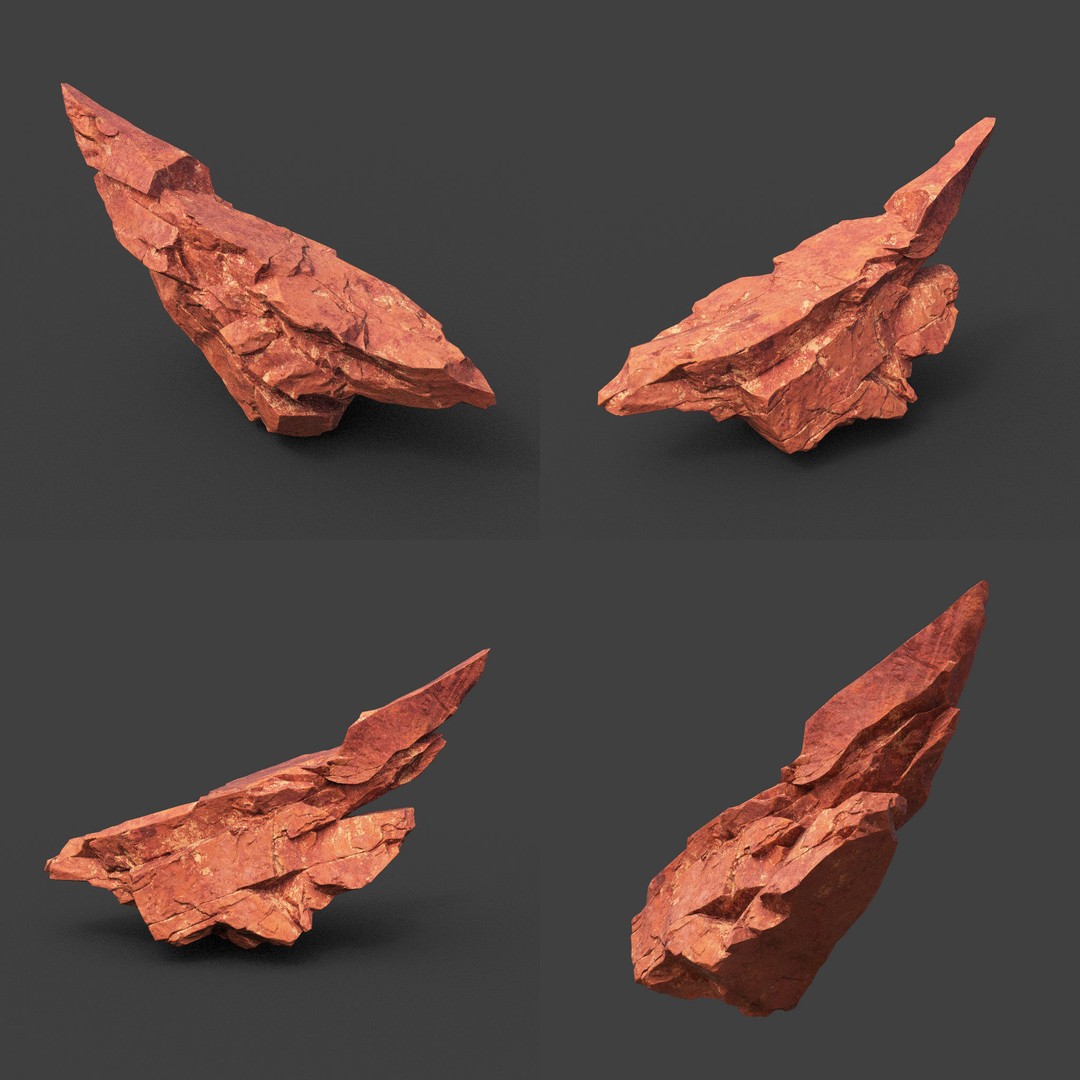 Sci-Fi Yellow Sharp Rock 3D Model – Low Poly Game Asset, FBX & OBJ - View 4